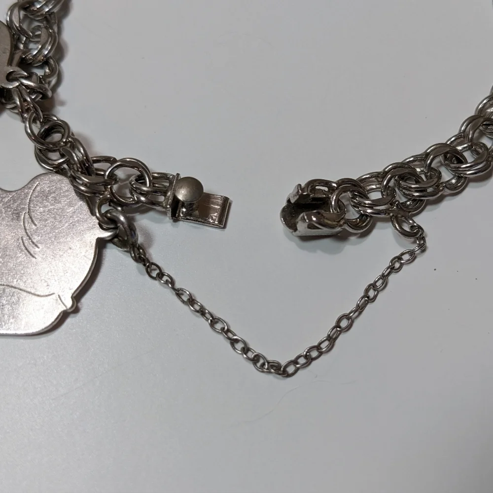 Elco Sterling Silver Charm Bracelet with 3 Girl Silhouette Charms